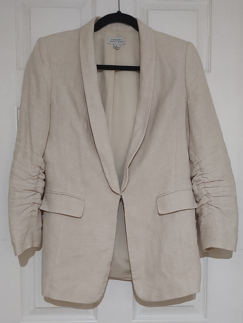 Tahari Cream Linen Blazer